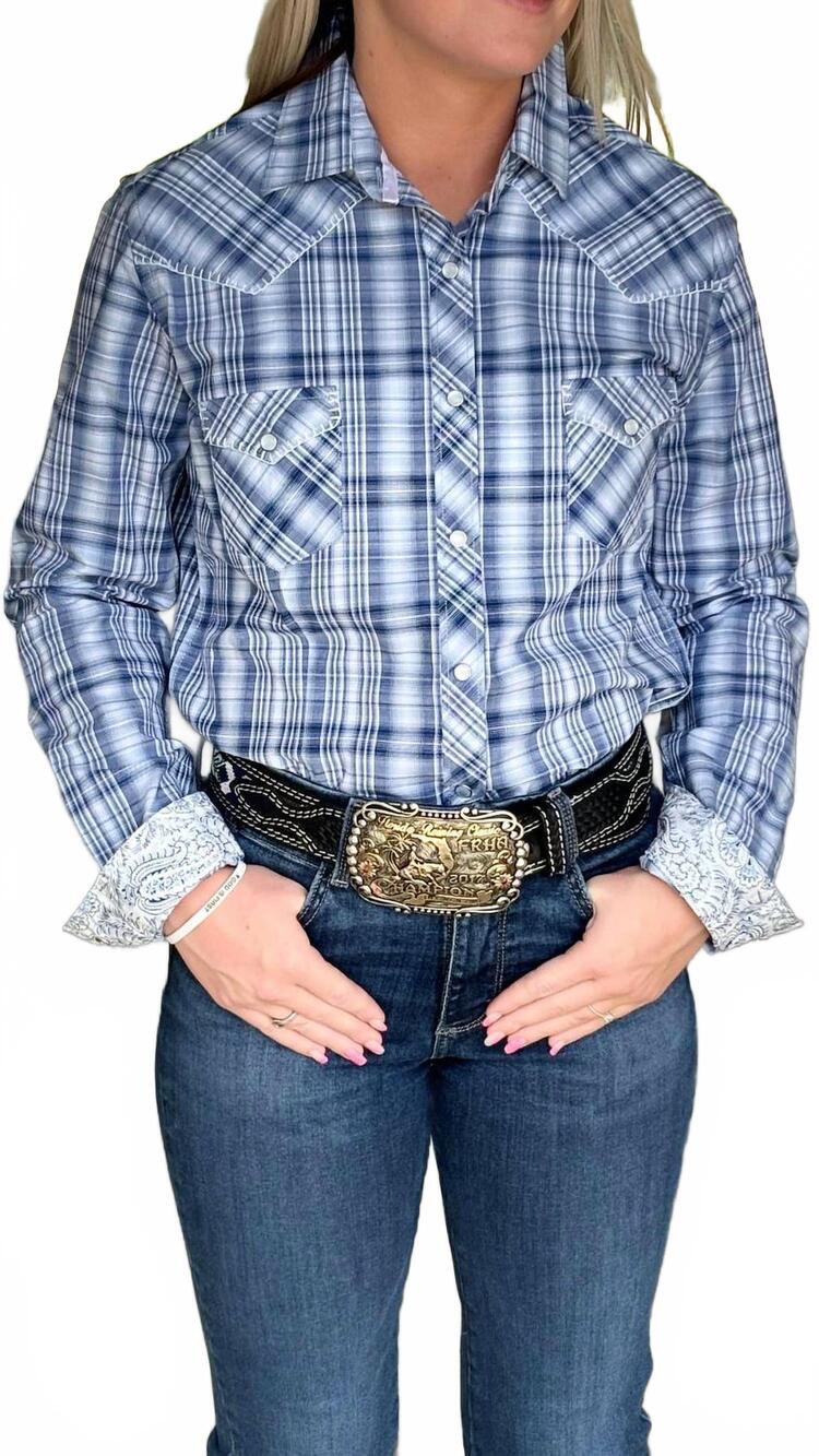 NEW PANHANDLE women's rough stock for her wester shirt in navy